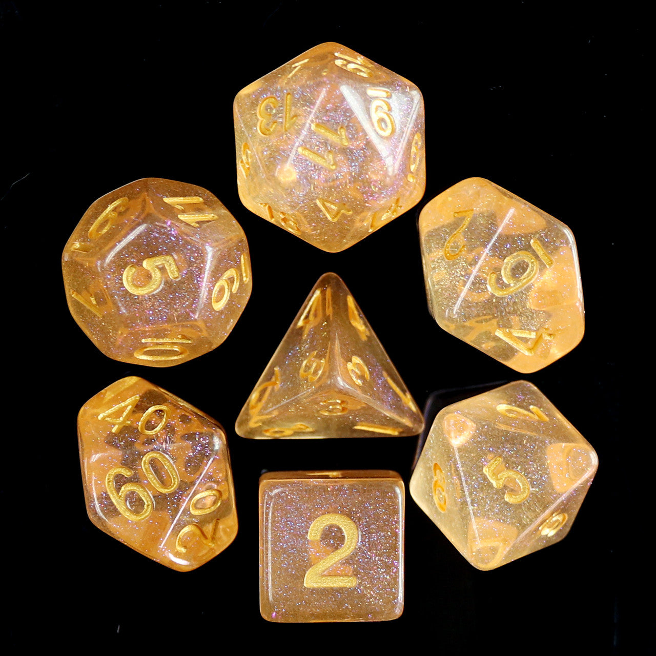 Orange Iridescent 7pc Dice Set